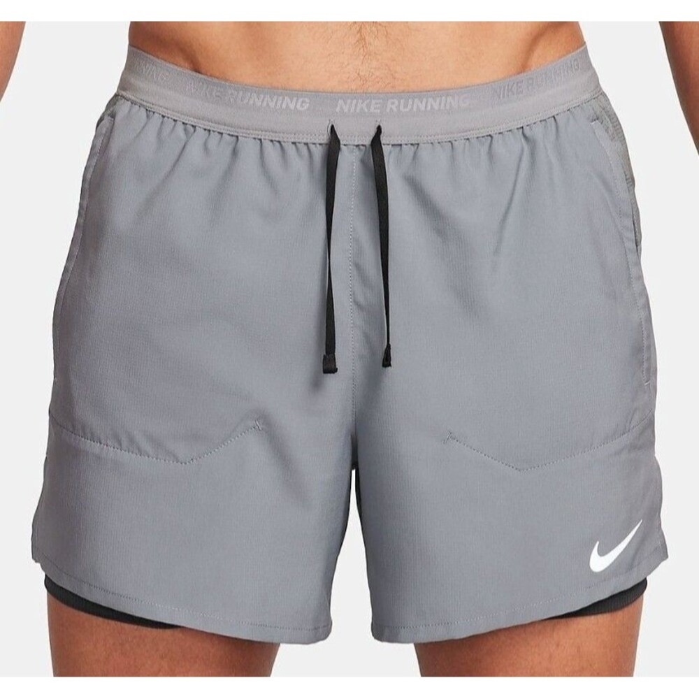 Nike Flex Stride Hybrid Soccer Volley Shorts Nylon Gym Workout Gray Silver Med